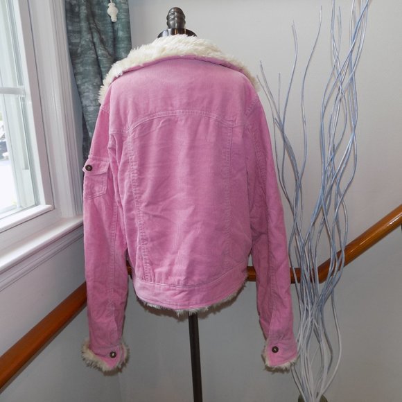 LLATTE Pink Corduroy Faux Fur Jacket Size Small - Picture 2 of 2